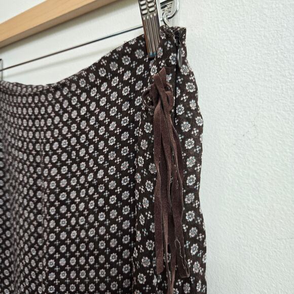 Tintoretto Women Vtg Y2K Euro Cottage Brown Floral Print Ruffle Hem Skirt 4/6 - Picture 3 of 11